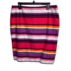 Liz Claiborne Women's Pencil Skirt Beach Rose Purple Pink White Stripe Sz 12 NWT